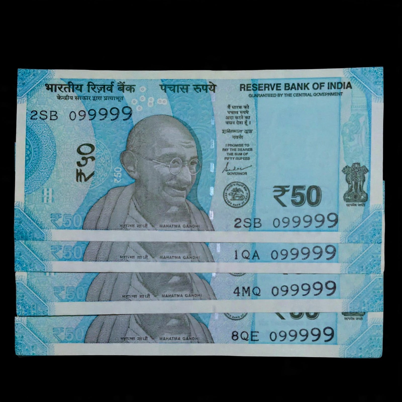 Rs 50 Note Serial 099999 Semi Fancy Number - Collection Bazzar