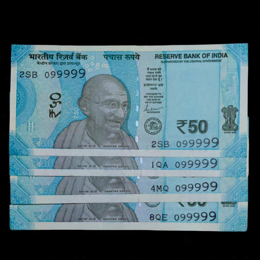 Rs 50 Note Serial 099999 Semi Fancy Number - Collection Bazzar