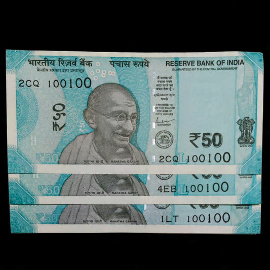 Rs 50 Note Serial 100100 Birthday & Annivarsary Date Note Each note Price - Collection Bazzar