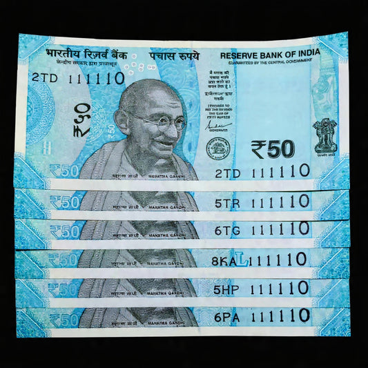 Rs 50 Note Serial 111110 Birthday Anniversary Number Each Note Price ₹300 - Collection Bazzar