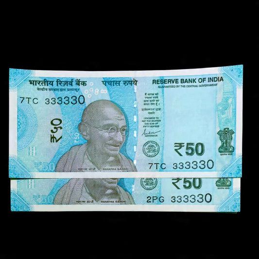 Rs 50 Note Serial 333330 Semi Fancy Number Set of 2 - Collection Bazzar