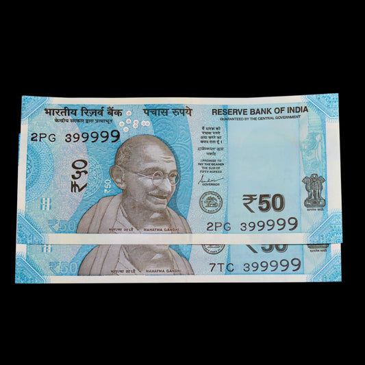 Rs 50 Note - Serial 399999 - Semi Fancy Number Each Note Price Offer Price - Collection Bazzar