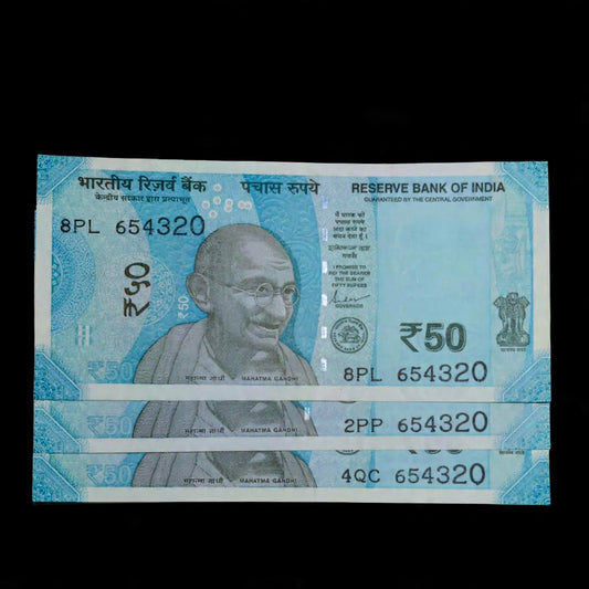 Rs 50 Note Serial 654320 Reverse Ladder Number Each Note Price - Collection Bazzar