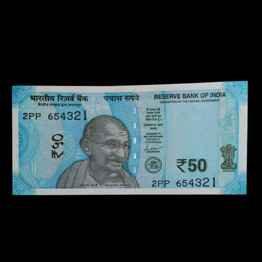 Rs 50 Note Serial 654321 Reverse ladder Number Collectible Item - Collection Bazzar