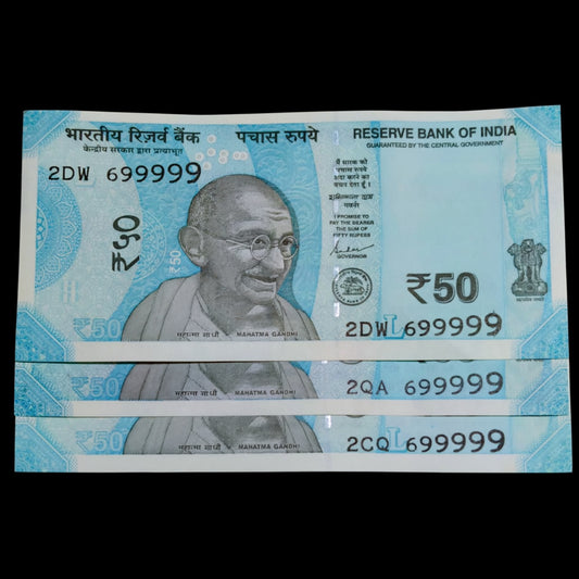 Rs 50 Note - Serial 699999 Semi Fancy Number Each Note Price Offer Price - Collection Bazzar