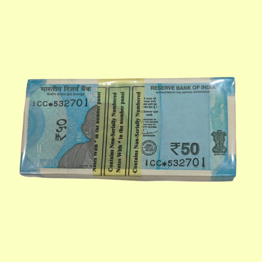 Rs 50 Note Star Packet Serial 532701 Ending 786 Holy Bismillah Number Rare Collectible - Collection Bazzar