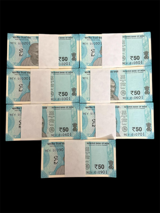 Rs 50 Note packet  100 pis each bundle price. 6100 rare - Collection Bazzar