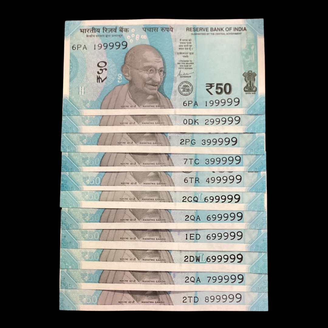 Rs 50 Notes Lot 11 Note Pcs X99999 solid Type Number - Collection Bazzar