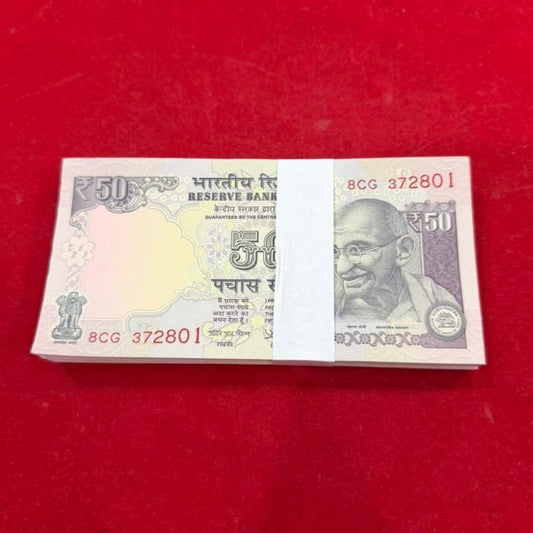 Rs 50 Old Gandhi Note Packet 8CG 372801 | Consecutive Serial | Rare - Collection Bazzar