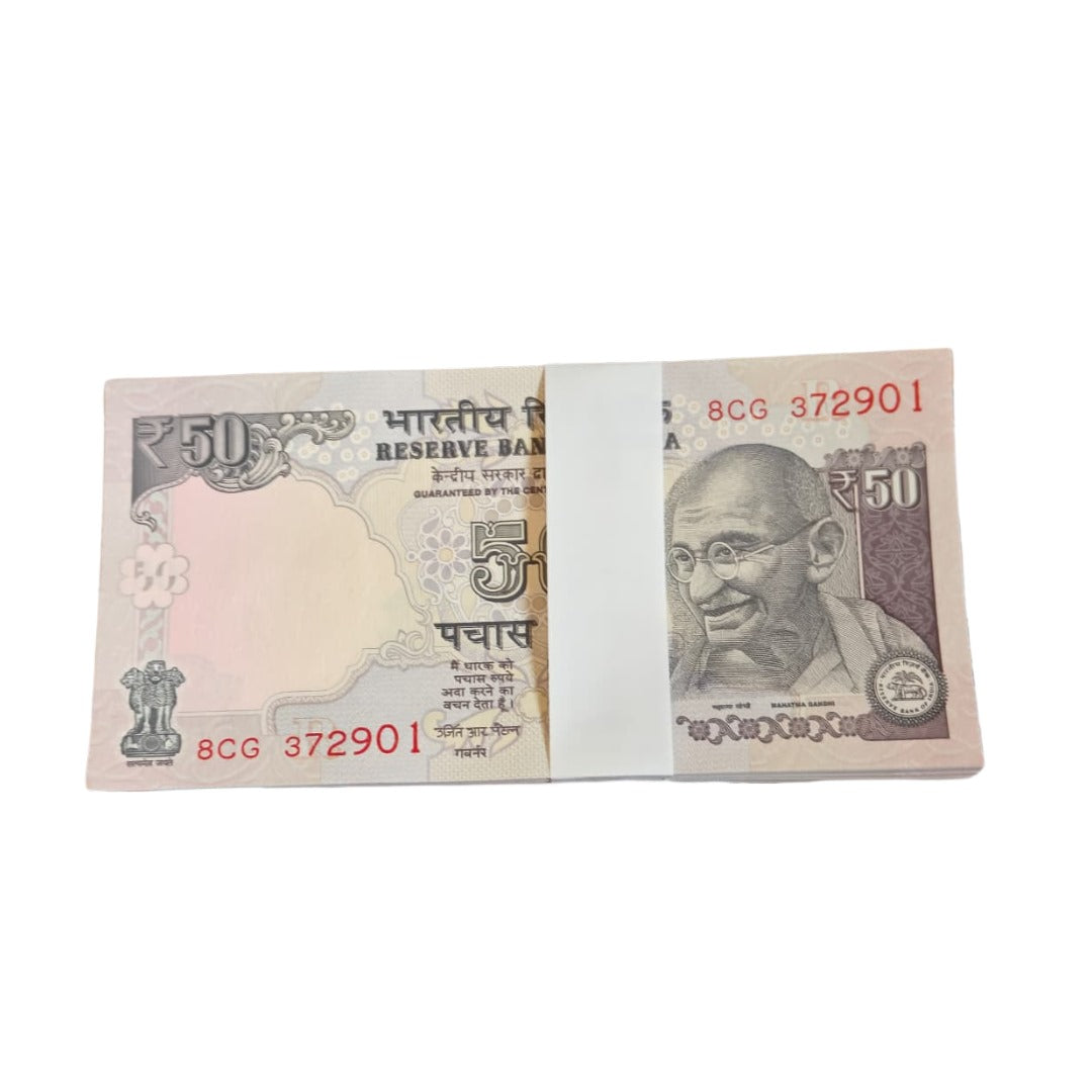 Rs 50 Old Gandhi Note Packet 8CG 372901 | Consecutive Serial | Rare - Collection Bazzar