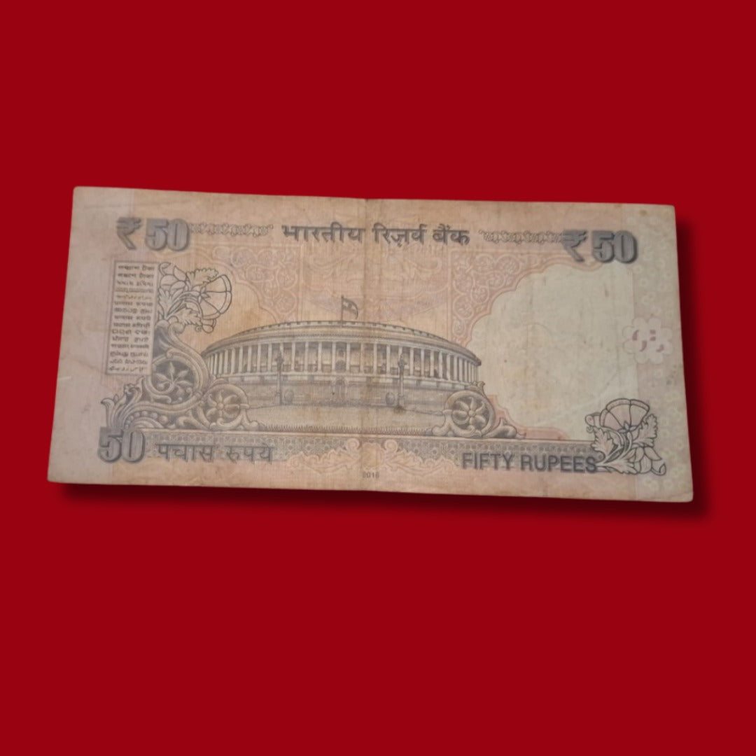 Rs 50 Old Star Note With Flag Rare Collectible - Collection Bazzar
