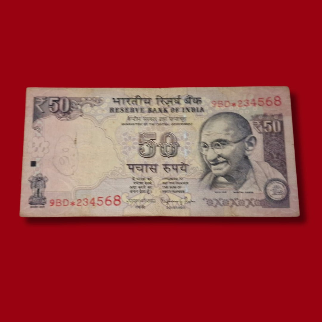 Rs 50 Old Star Note With Flag Rare Collectible - Collection Bazzar