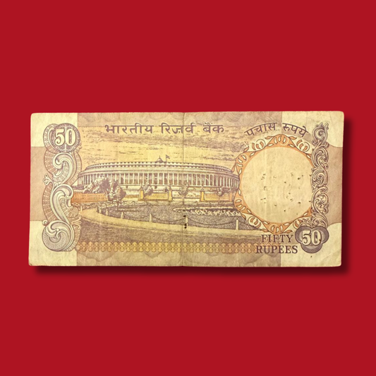Rs 50 Old parliament Issue 702786 Ending Holy number Rare Collectible - Collection Bazzar