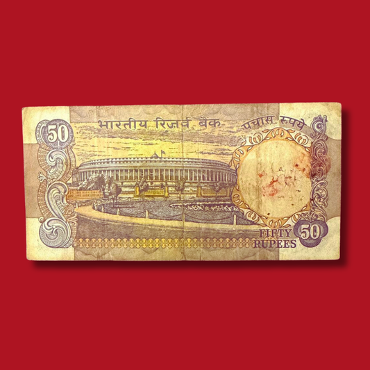 Rs 50 Old parliament Issue 786162 Starting Holy number Rare Collectible - Collection Bazzar