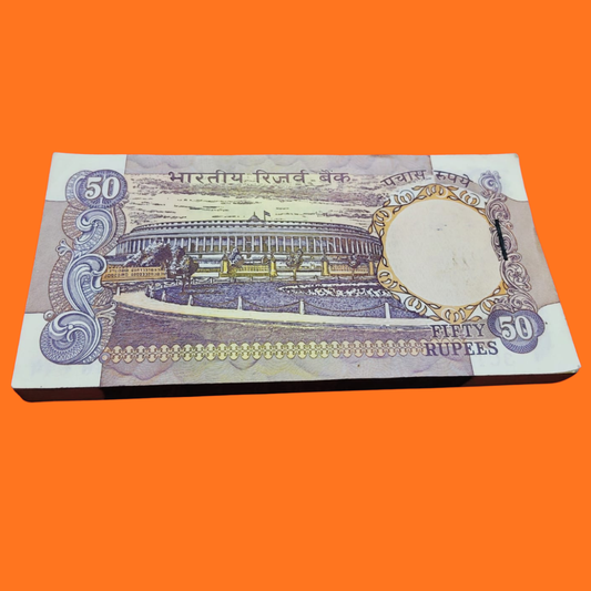 Rs 50 Parliamentary issue serial packet 936801 RN Malhotra rare - Collection Bazzar