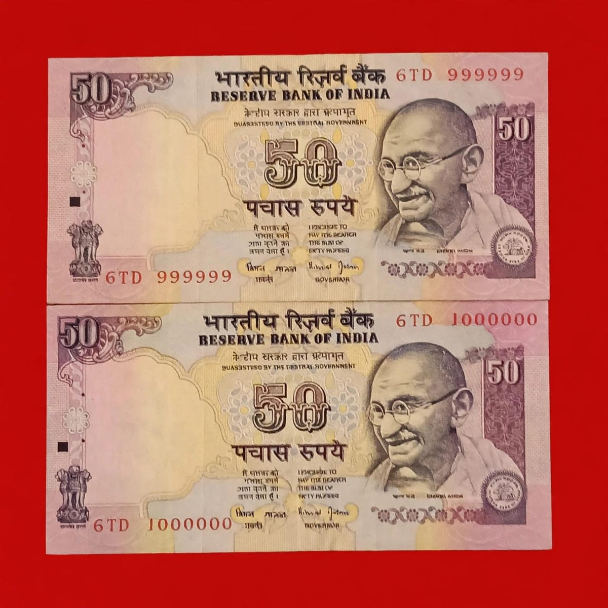 Rs 50 Same Prefix Rare All 999999 & 1000000 Govenor Bimal Jalan Collectible - Collection Bazzar