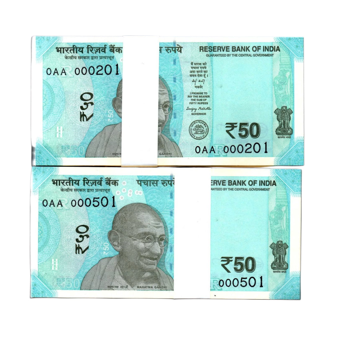 Rs 50 Note Serial Packet Each Packet Price ₹6100 Mention | Different Serial Numbers | Rare Collectible - Collection Bazzar