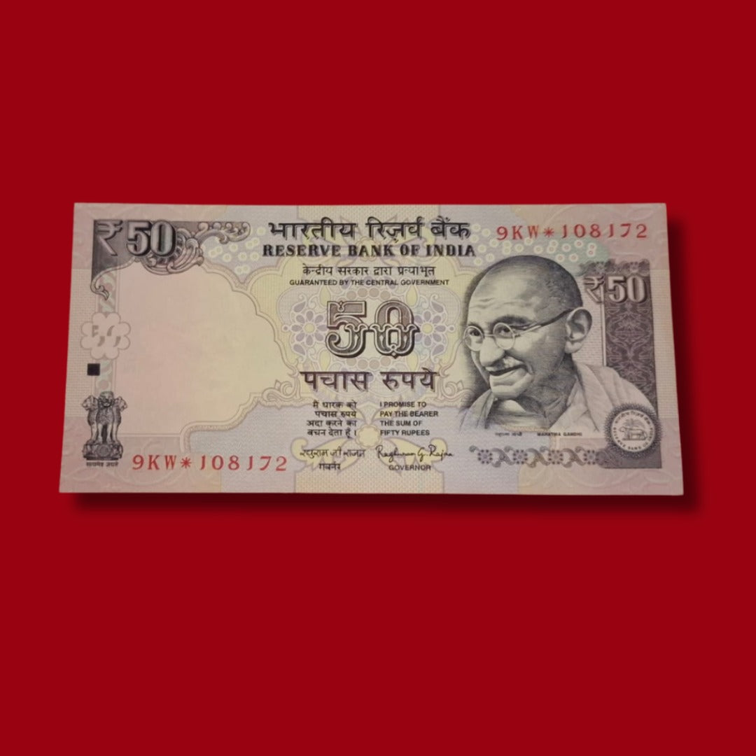 Rs 50 Star Note 108172 Starting 108 Holy Number Collectible - Collection Bazzar