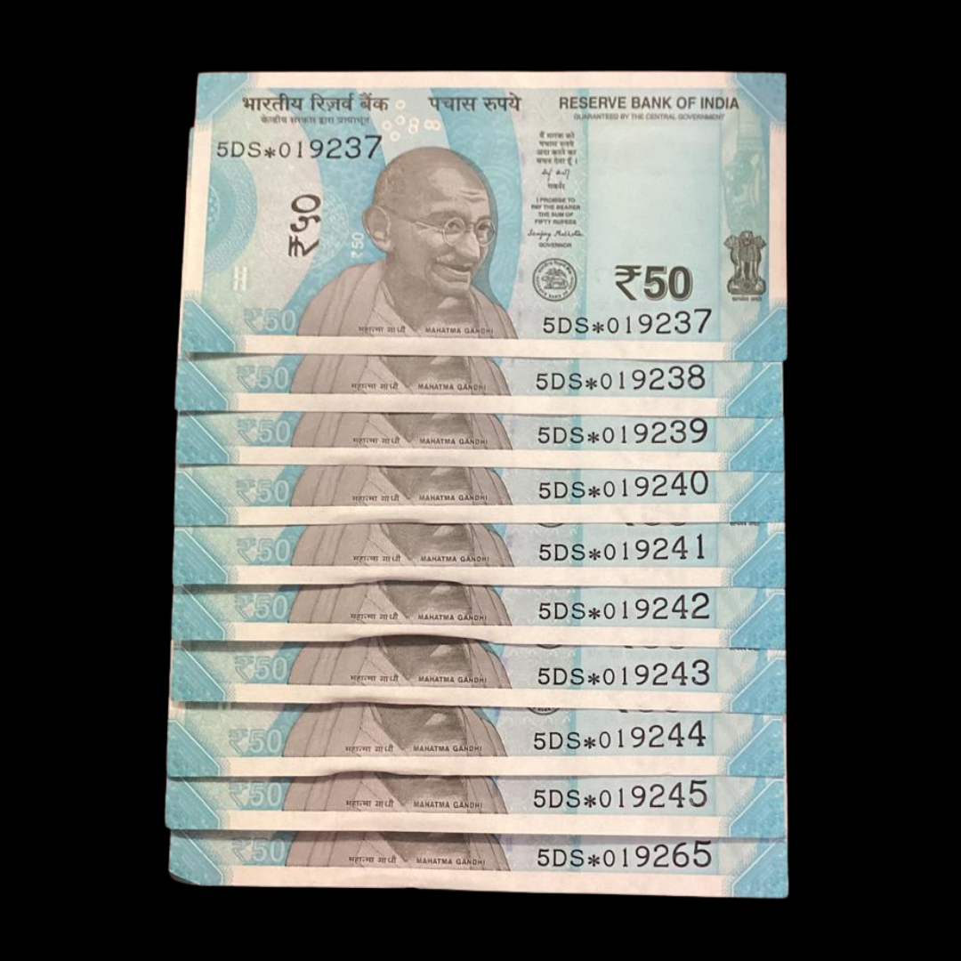 Rs 50 Star Note Set of 10 Pcs 019237 Serial Collectible - Collection Bazzar