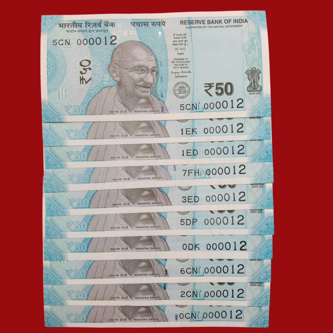Rs 50 Super Lower No 10 Piece Lot 000012 Difficult To Collect Same No - Collection Bazzar