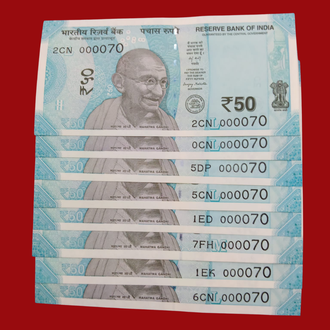 Rs 50 Super Lower No 8 Piece Lot 000070 Difficult To Collect Same No - Collection Bazzar