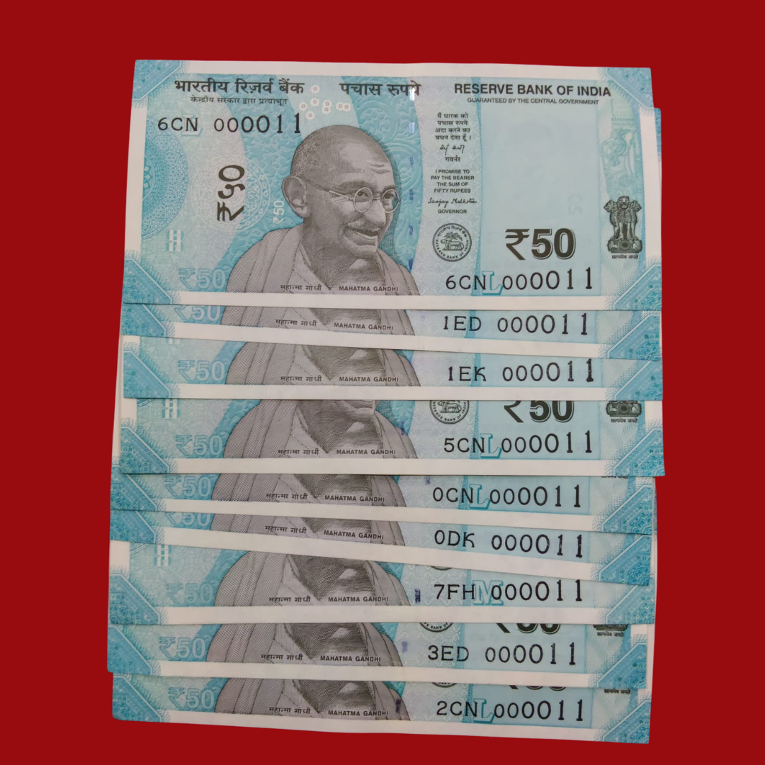 Rs 50 Super Lower No 9 Piece Lot 000011 Difficult To Collect Same No - Collection Bazzar