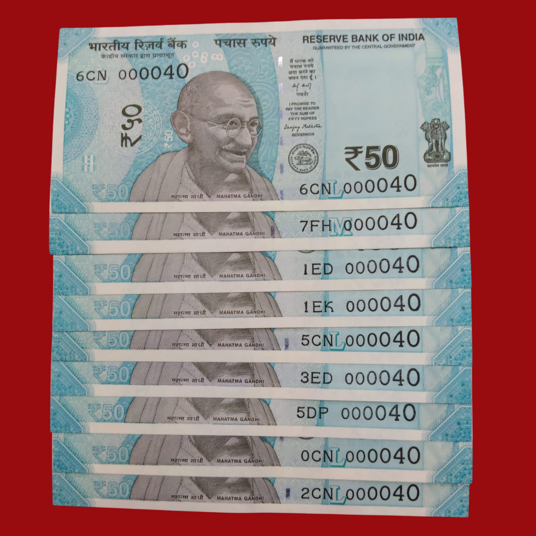 Rs 50 Super Lower No 9 Piece Lot 000040 Difficult To Collect Same No - Collection Bazzar