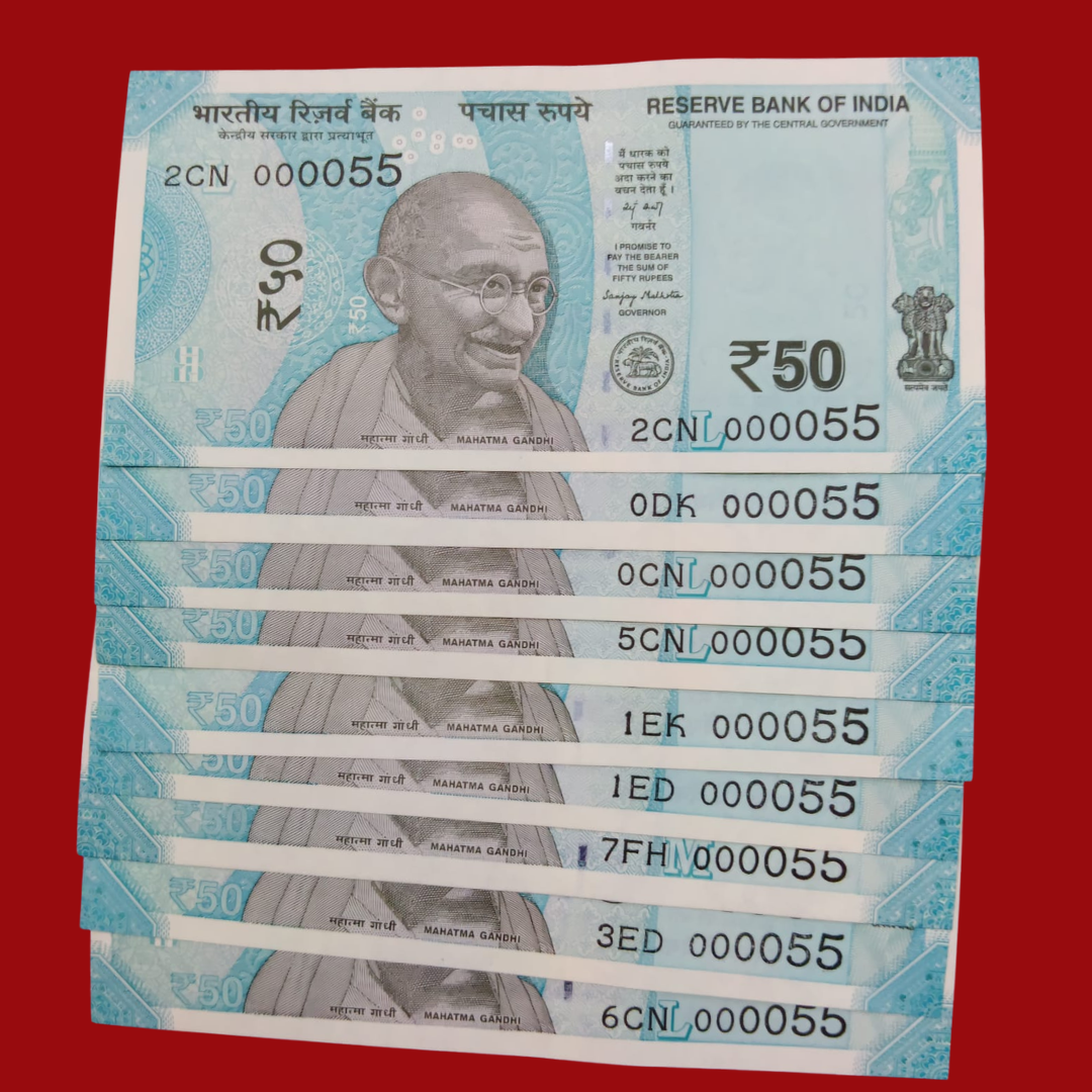 Rs 50 Super Lower No 9 Piece Lot 000055 Difficult To Collect Same No - Collection Bazzar