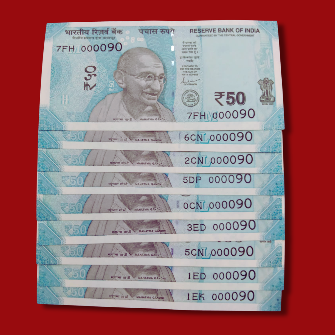 Rs 50 Super Lower No 9 Piece Lot 000090 Difficult To Collect Same No - Collection Bazzar