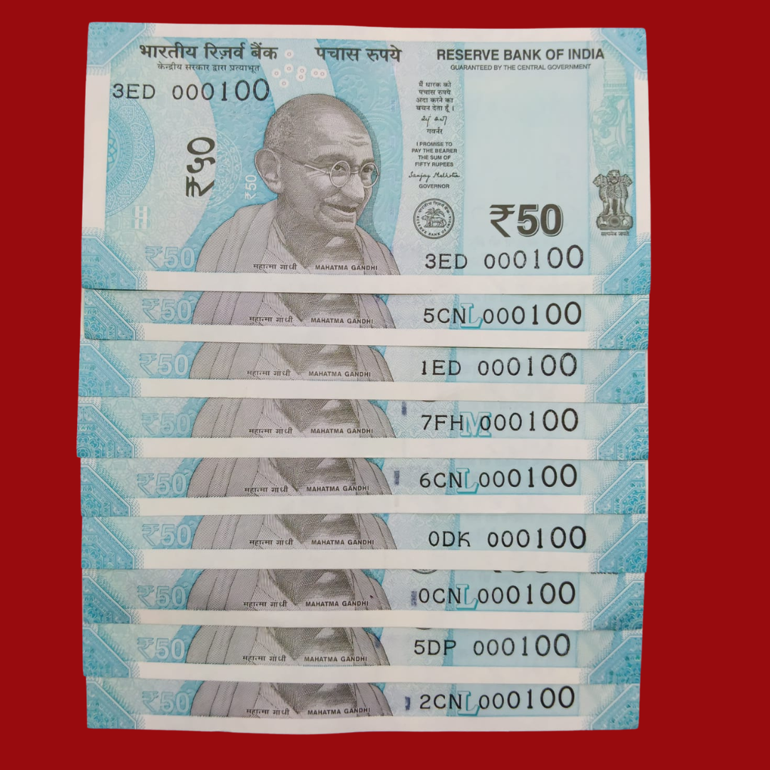 Rs 50 Super Lower Number 000100 Each Note Price - Collection Bazzar