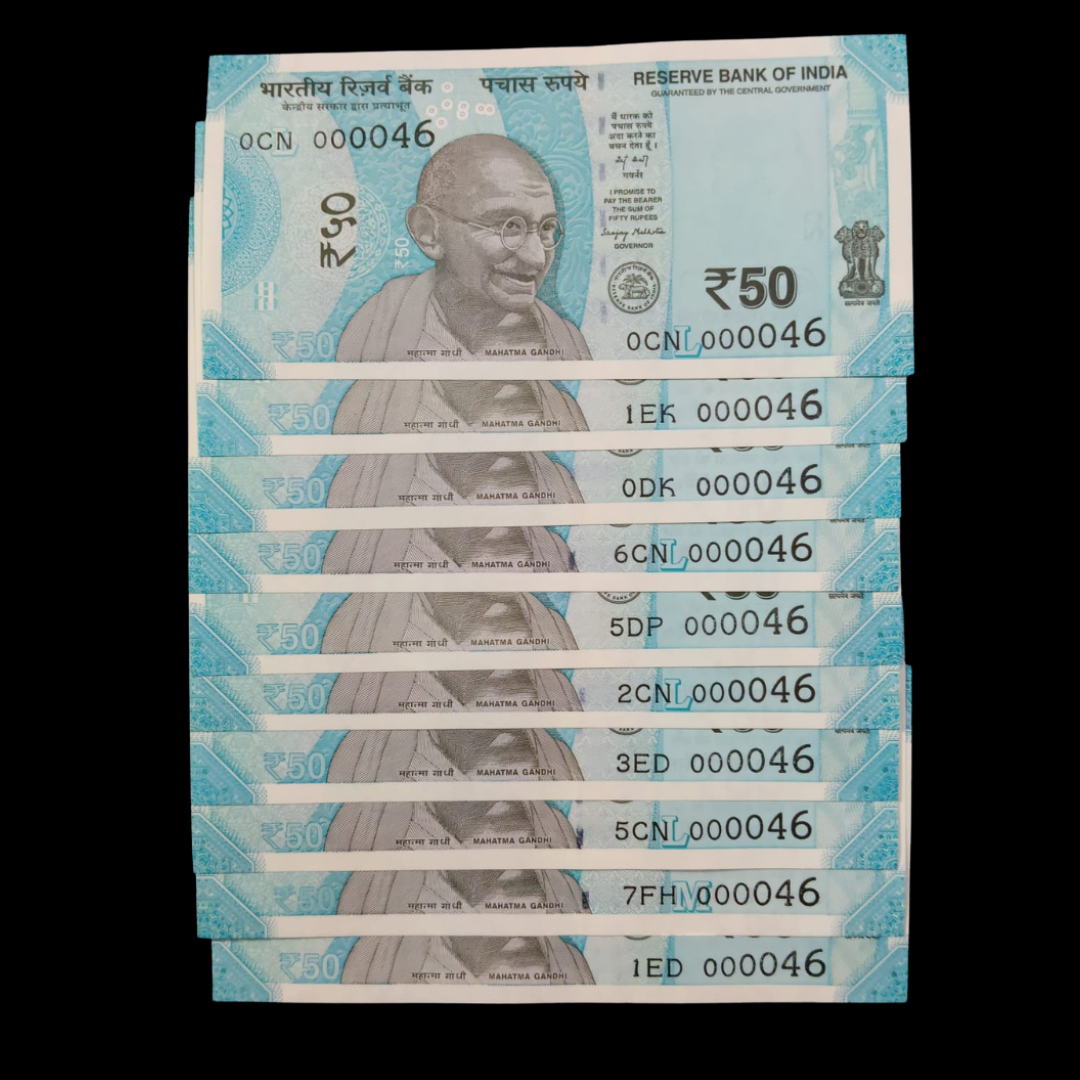 Rs 50 Super Lower Number 10 Pcs Lot 000046 Rare Difficult To Collect - Collection Bazzar