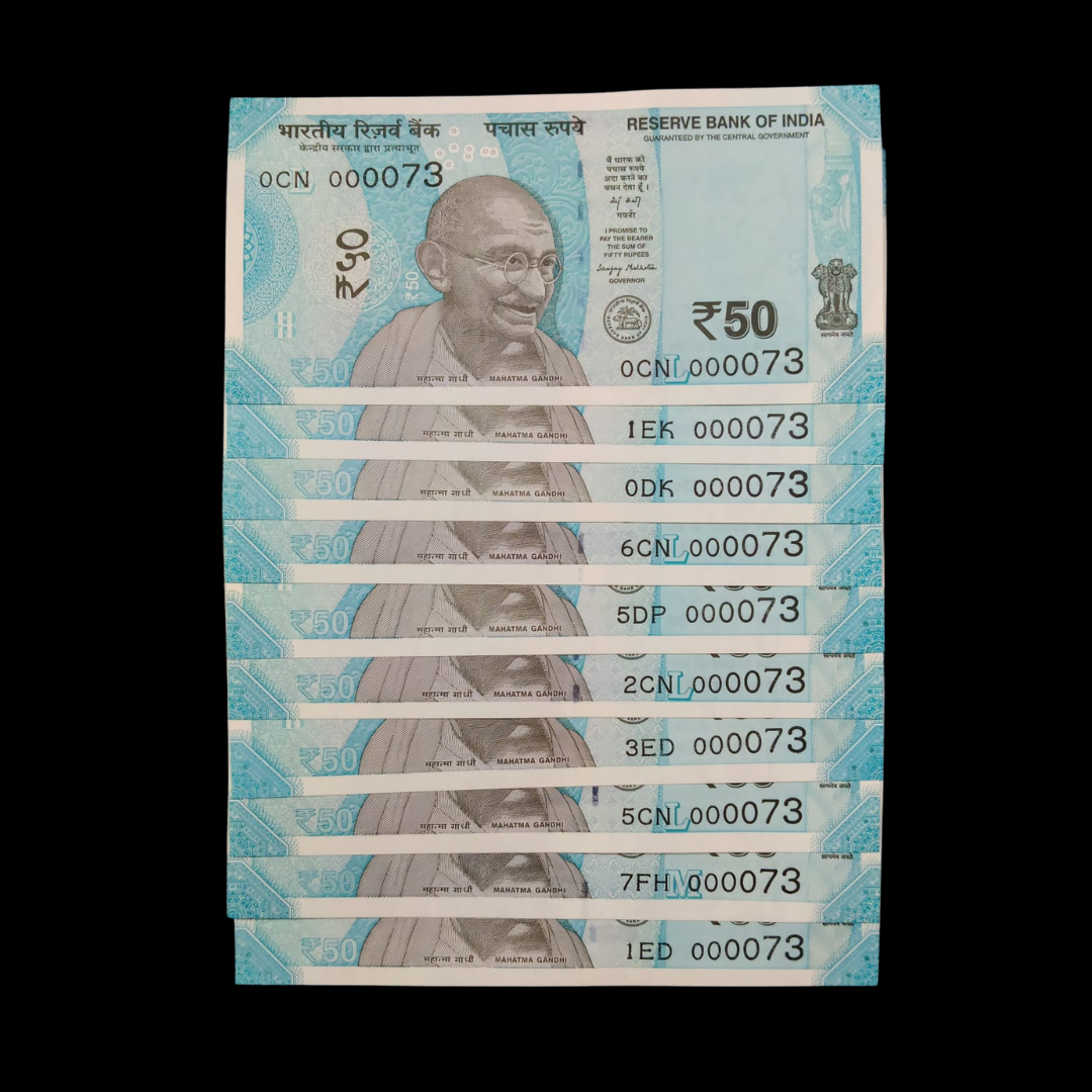 Rs 50 Super Lower Number 10 Pcs Lot 000073 Rare Difficult To Collect - Collection Bazzar