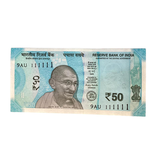 Rs 50 all 111111 solid number governor sanjay malhotra rare collectible - Collection Bazzar