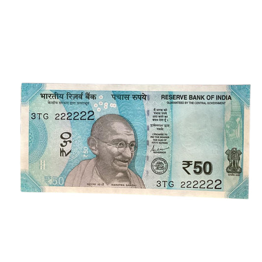 Rs 50 all 222222 solid number governor saktikant das rare collectible - Collection Bazzar