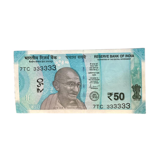Rs 50 all 333333 solid number governor saktikant das rare collectible - Collection Bazzar