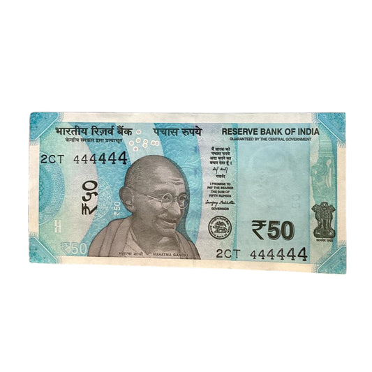 Rs 50 all 444444 solid number governor sanjay malhotra  rare collectible - Collection Bazzar