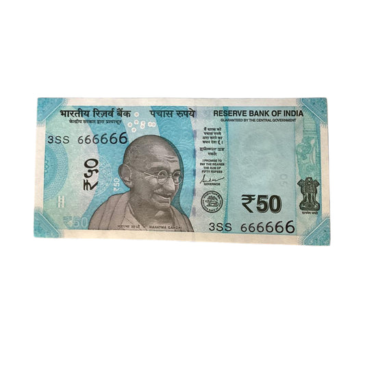 Rs 50 all 666666 solid number governor saktikant das rare collectible - Collection Bazzar