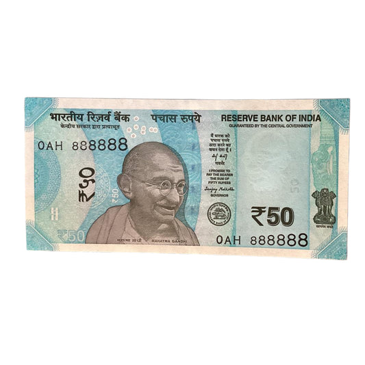 Rs 50 all 888888 solid number governor sanjay malhotra rare collectible - Collection Bazzar