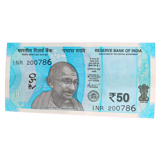 Rs 50 New 20.07.86 Plus Ending 786 Holy Bismillah Governor Shakti Kant Das Excellent Condition - Collection Bazzar