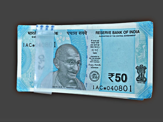 Rs 50 birthday star serial packet 040801 governor sanjay malhotra rare collectible - Collection Bazzar
