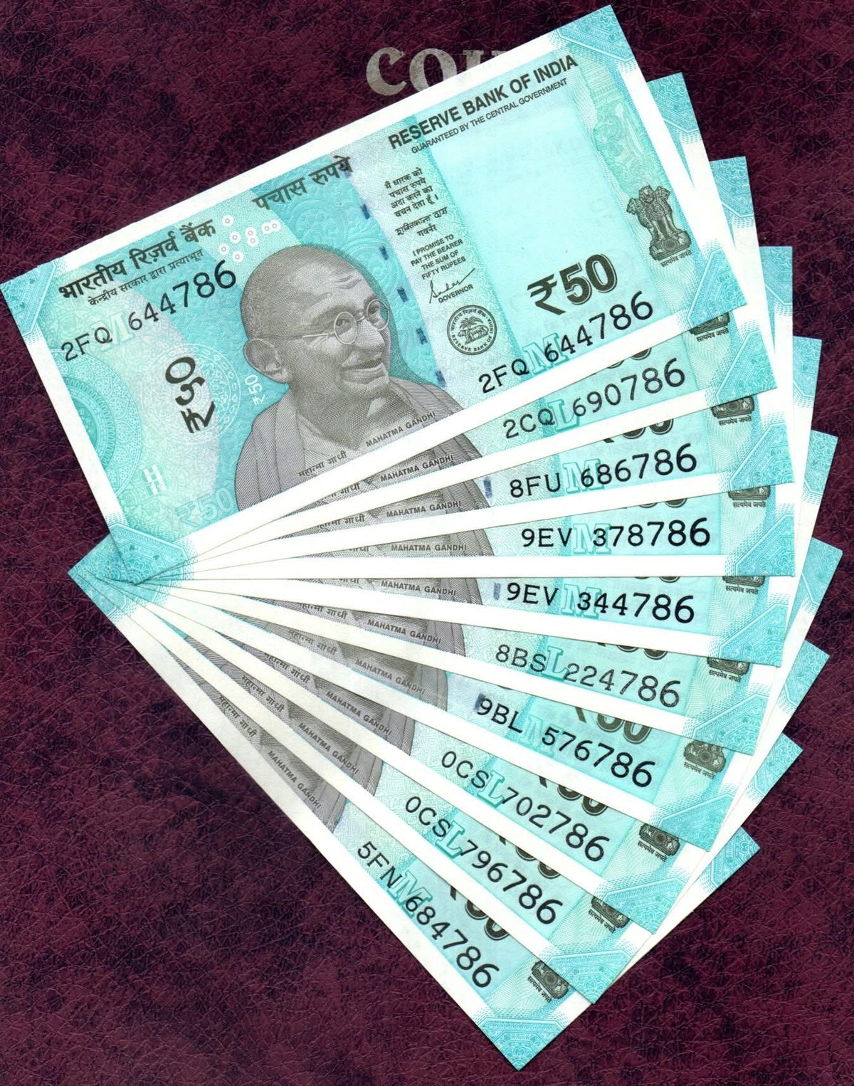 Rs 50 ending 786 10 pis gem unc condition different number givin rare collector - Collection Bazzar