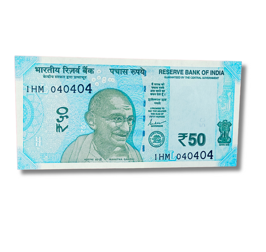 Rs 50 new 040404 date of birth and tripling number governor shakti kant das excellent condition - Collection Bazzar