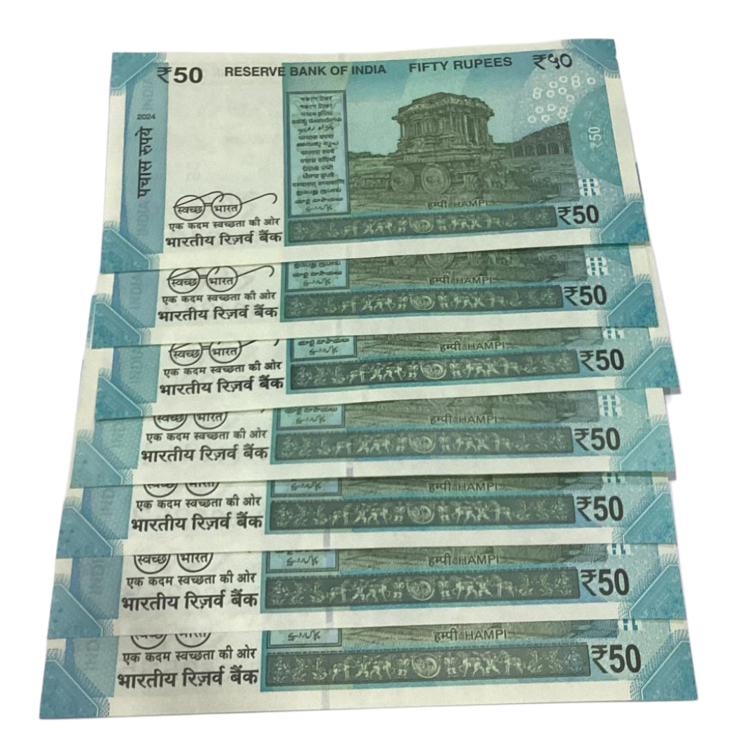 Rs 50 new Trippling number 7 notes Lot excellent for collection - Collection Bazzar