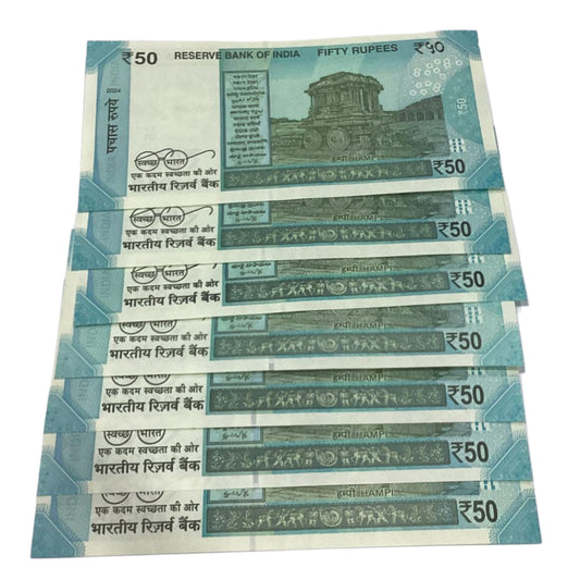 Rs 50 new Trippling number 7 notes Lot excellent for collection - Collection Bazzar