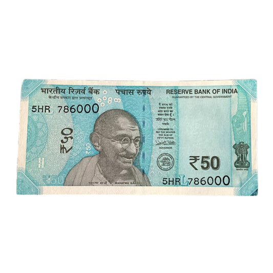 Rs 50 note 786000 holy bismillah number governor urjit patel rare collectible - Collection Bazzar