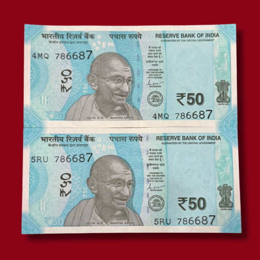 Rs 50 note 786687 Type double Each Note price 786786 holy bismillah no - Collection Bazzar