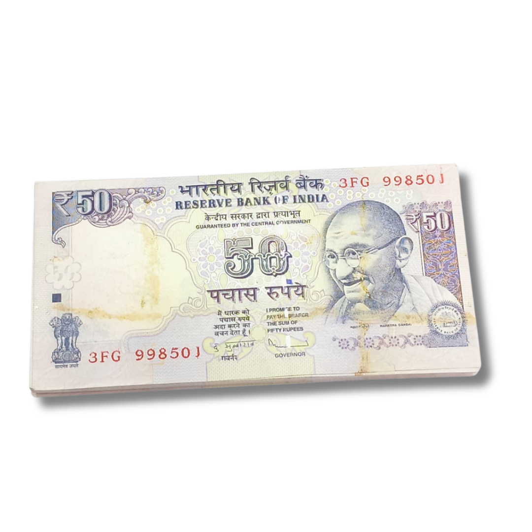 R50 Note Sample Rs 50 Note Packet | Serial 998501 | 100 Notes | D. Subbarao UNC ...