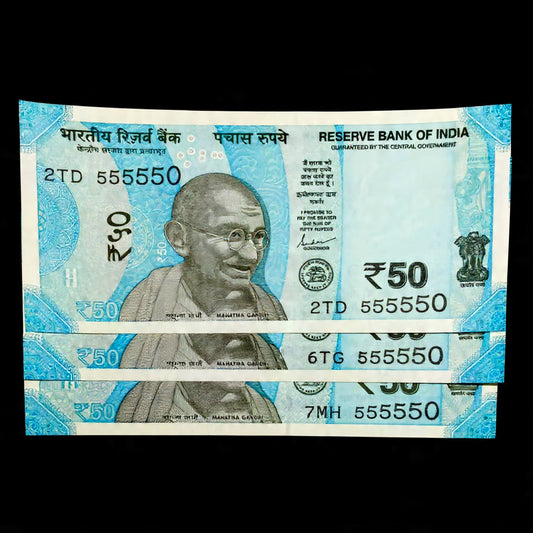 Rs 50 note Serial 555550 Semi Fancy Number Collectible - Collection Bazzar