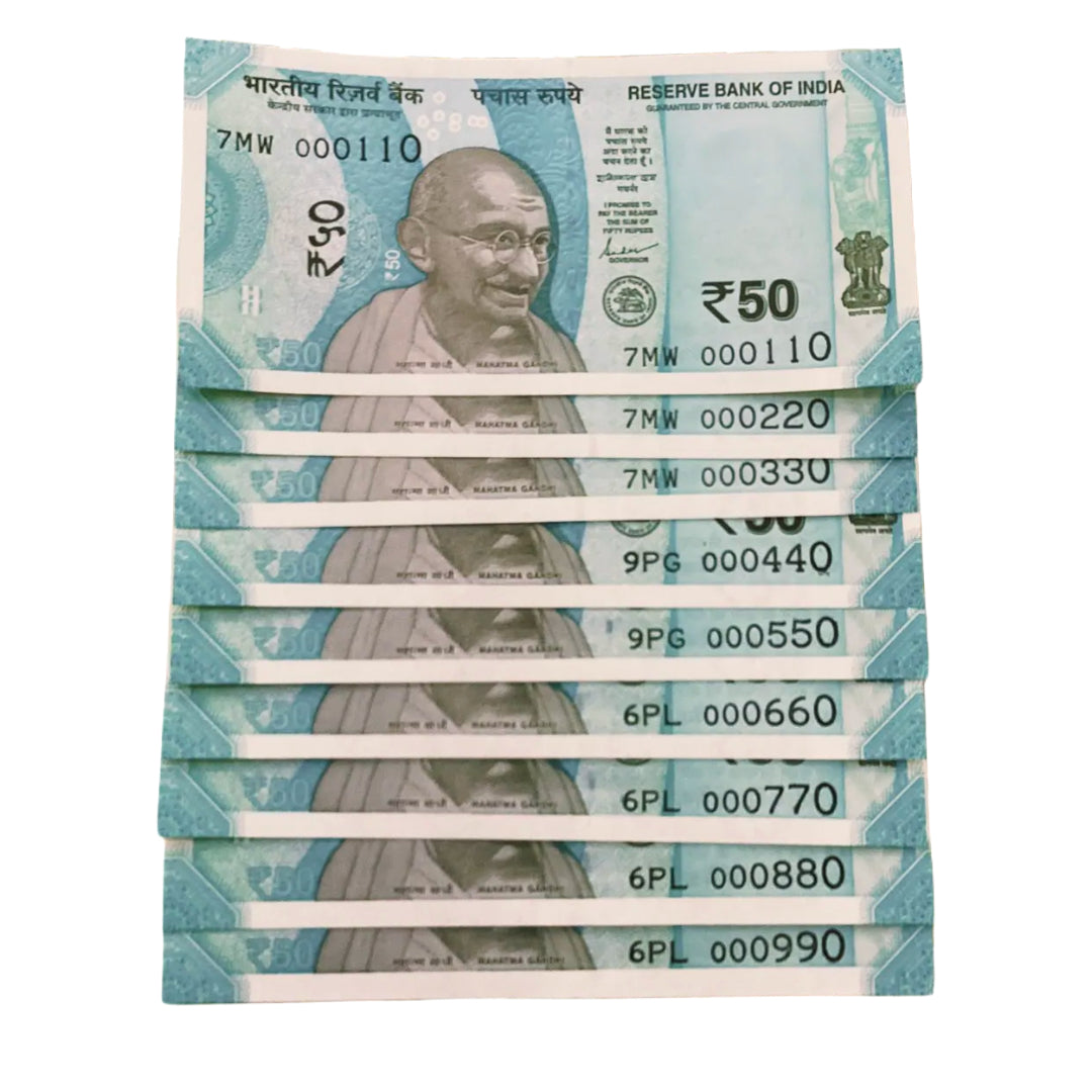 Rs 50 note set 000110-000990  rare collectible - Collection Bazzar