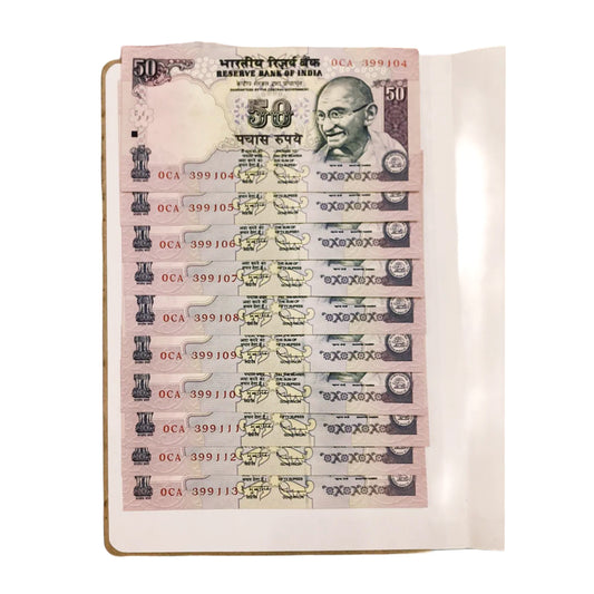 Rs 50 old 10 notes 399104-399113  governor subbarao rare collectible 10 pis - Collection Bazzar
